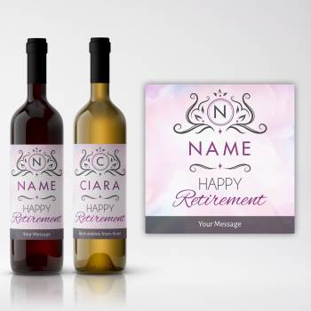 Happy Retirement Any Name Any Message Purple Personalised Wine
