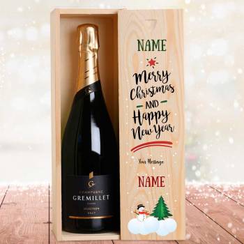 Snowman Christmas Personalised Single Champagne Box