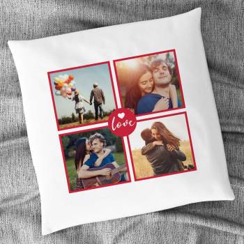 Any 4 Photo Love Personalised Cushion Square