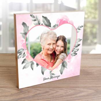 Any Message And Photo Heart - Wooden Photo Blocks
