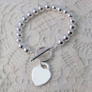 Messina Bead Bracelet with Engraved Heart