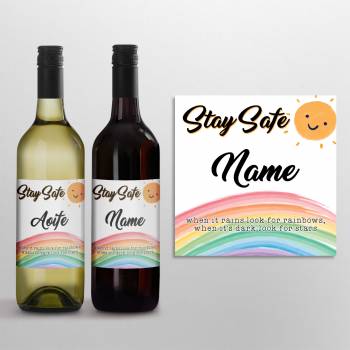 Stay Safe Rainbow - Personalised Wine