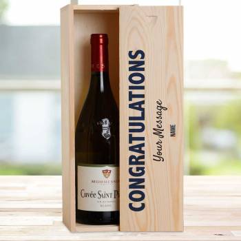 Congratulations Any Message - Personalised Wooden Single Wine Box