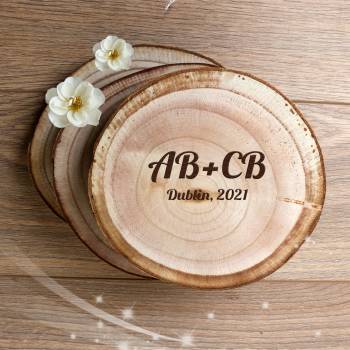 Initials and Date - Wooden Slice