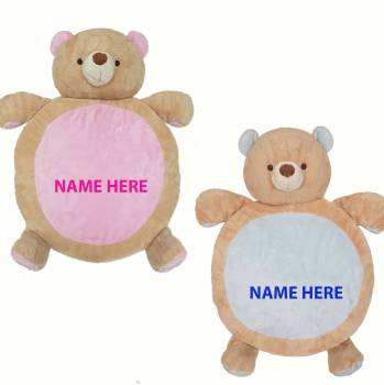 Embroidered Teddy Bear Floor Mat - Pink or Blue