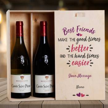 Best Friends - Personalised Wooden Double Wine Box