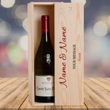 Any 2 Names And Message - Personalised Wooden Single Wine Box