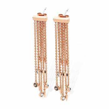 Tipperary Chain With Blue & Clear Bezel Cut Cz Rose Gold Earrings