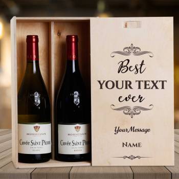 Best Any Title Ever Black - Personalised Wooden Double Wine Box