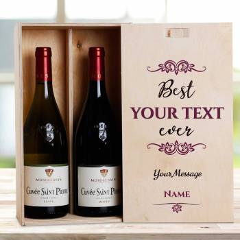 Best Any Title Ever Burgundy - Personalised Wooden Double Wine Box