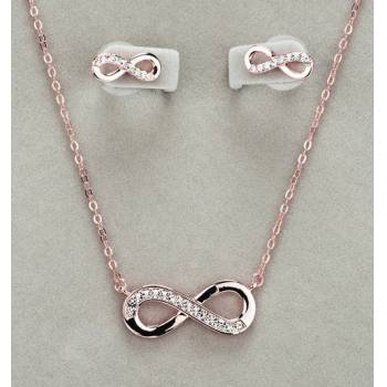 Rose Gold Infinity Necklace & Earrings Set - Newgrange Living