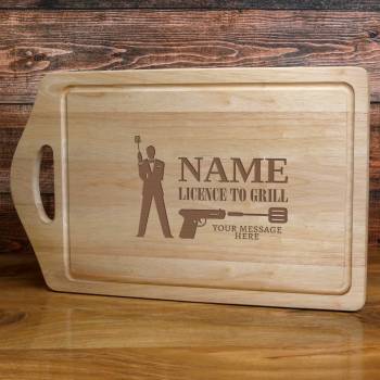 Name's Licence To Grill - Engraved Chopping Board