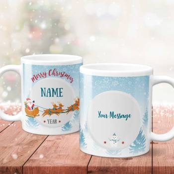Any Name And Message Santa Sleigh - Personalised Mug