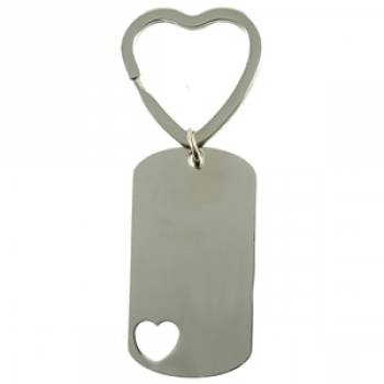 ID Tag Style Heart Keyring - Engraved