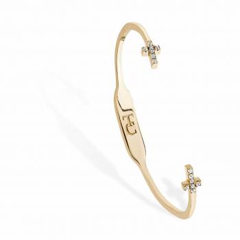 Tipperary Open Gold Bangle With 2 Crosses
