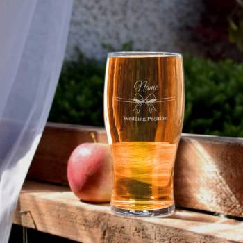 Wedding Bow - Personalised Pint Glass