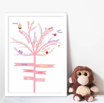 Happy Tree - Pink - Personalised Poster
