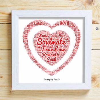 Love Heart Word Cloud Personalised Box frame