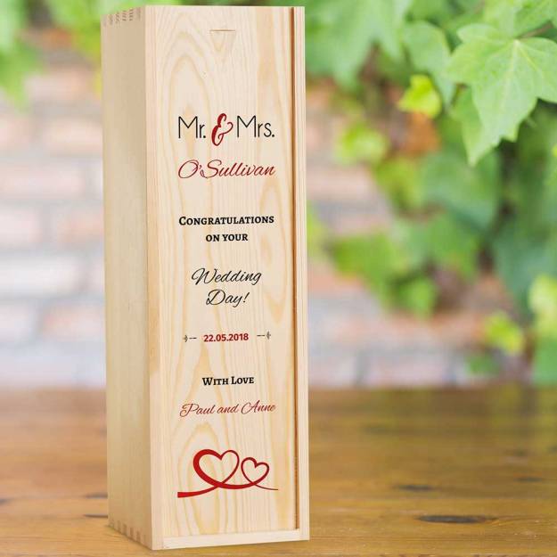 Wedding Day Personalised Wooden Champagne Box (INCLUDES CHAMPAGNE)