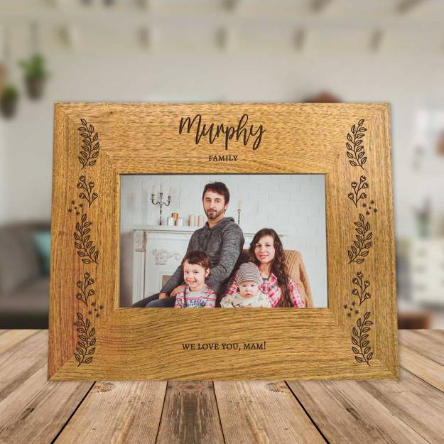 Family Surname Engraved Any Message Solid Oak Effect Picture Frame