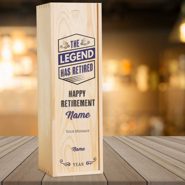 The Legend Has Retired Personalised Single Wooden Champagne Box