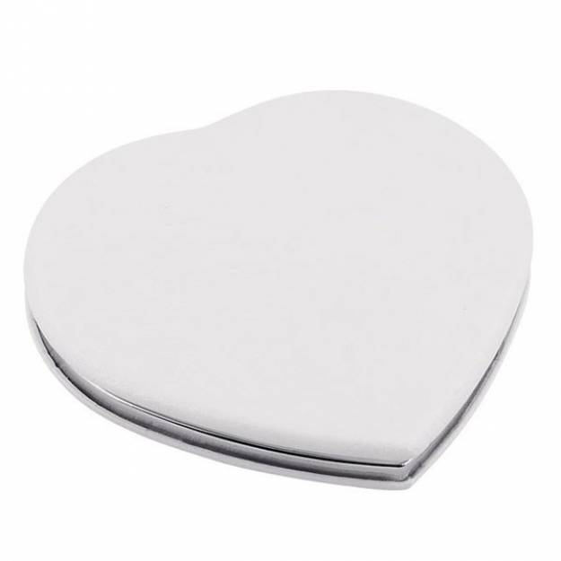 Personalised White Heart Compact Pocket Mirror