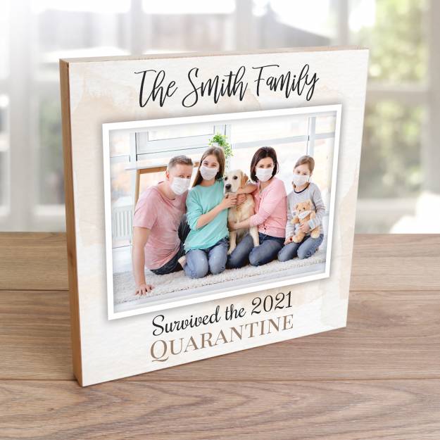 The Surname Family Survived the 2020 Quarantine - Wooden Photo Blocks