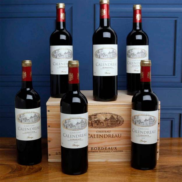 Six Chateau Calendreau Bordeaux in Wooden Crate (Red)