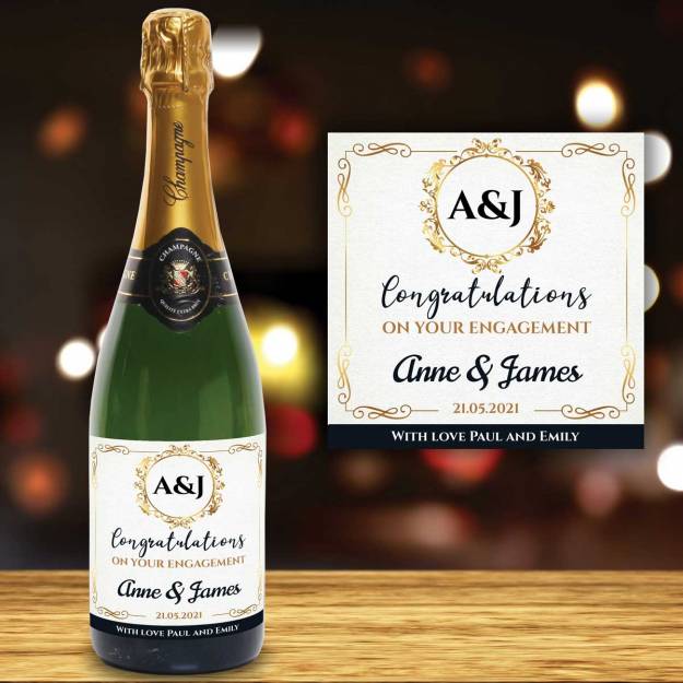 Congratulations On Your Engagement Initials Personalised Champagne