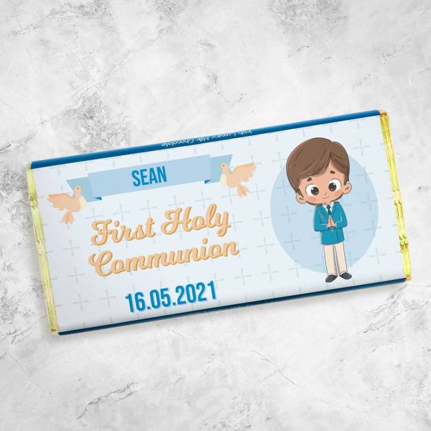 Name's First Holy Communion Boy Personalised Chocolate Bar