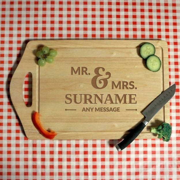 Couple's Surname And Date - Engraved Chopping Board