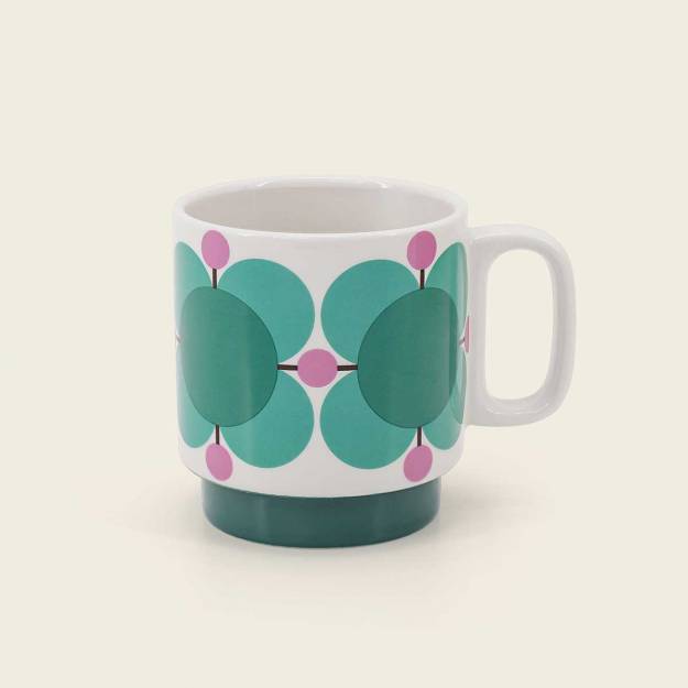 Orla Kiely Atomic Flower Jewel Set of 2 Latte Mugs