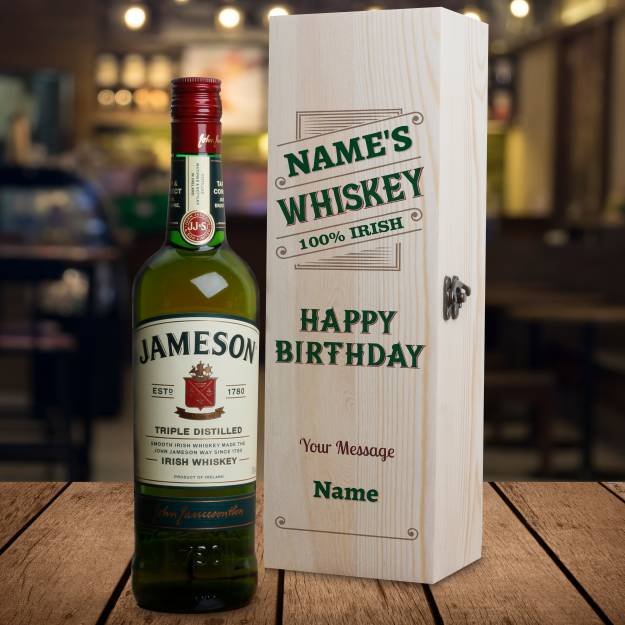 100% Irish Happy Birthday Whiskey - Personalised Wooden Box