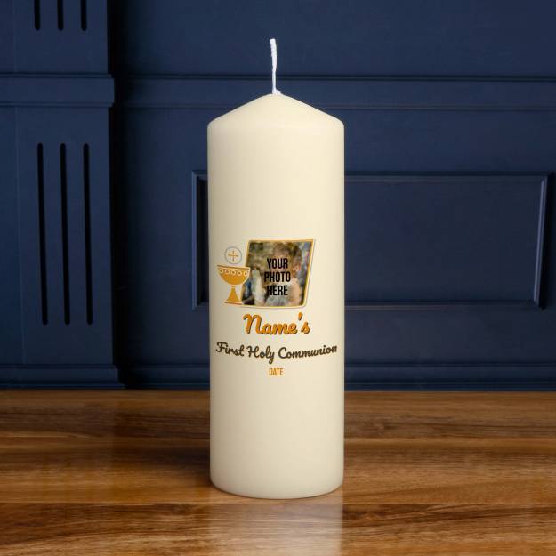 On Your First Communion Chalice Any Photo - Personalised Candle