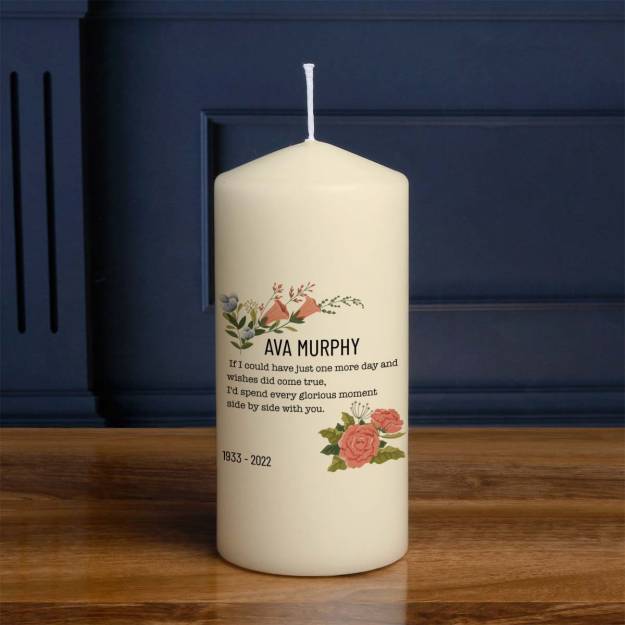 Memorial Poem Side By Side You Female - Personalised Candle