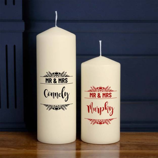 Mr And Mrs Surname - Personalised Candle