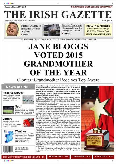 Grandmother of the Year - Newspaper Spoof
