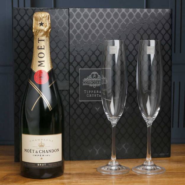 Moet & Chandon Champagne in Crystal Flute Gift Box