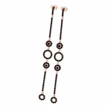 Noir Rose Gold Hoop & Stem Drop Earrings