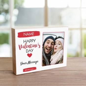 Happy Valentine's Day Heart - Wooden Photo Blocks