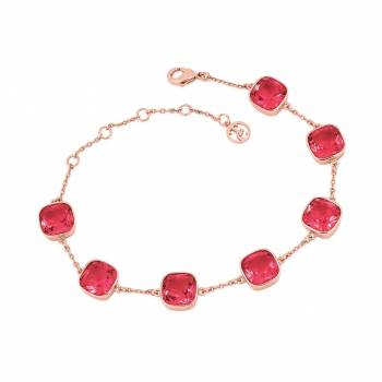 Maureen O'Hara Raspberry Cushion Stone Rose Gold Bracelet