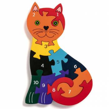 Handcrafted Number Cat Wooden Jigsaw