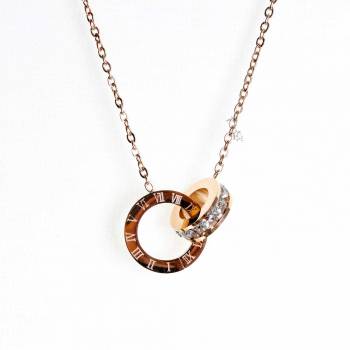 Roman Numerial Double Circle Necklace from Dubh Linn (Rose Gold)