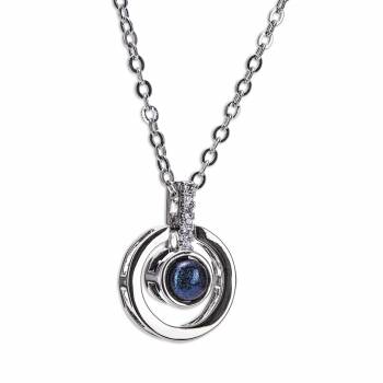 Silver Diamante Blue Stone Necklace - Newgrange