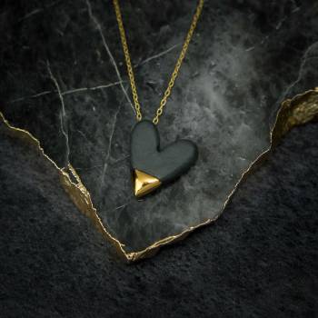 Shadow & Gold Heart Necklace from Danu