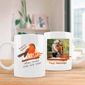 Little Red Robin Any Photo and Message - Personalised Mug