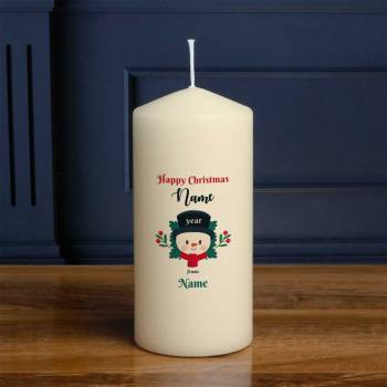 Happy Christmas Snowman - Personalised Candle