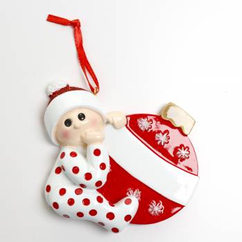Personalised Ornament - Baby With Red Ornament