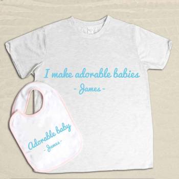 Adorable Baby Personalised Matching Bib & T-Shirt