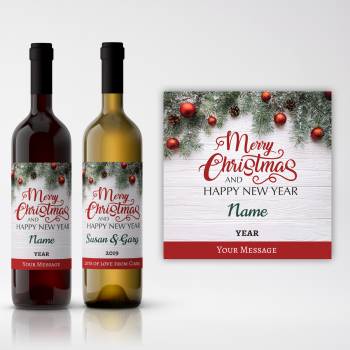 Merry Christmas And Happy New Year Personalised Wine
